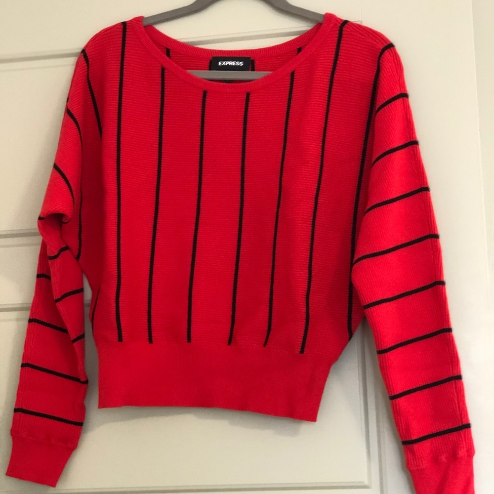Express Red/Black Stripe Sweater